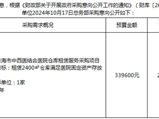 珠海市中西医结合医院2024年10月24日采购意向公开