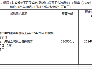 珠海市中西医结合医院2024年12月19日采购意向公开